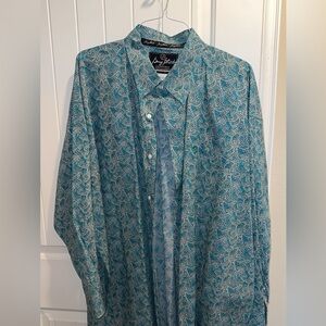 Men's Blue Paisley Casual Button Down Shirt